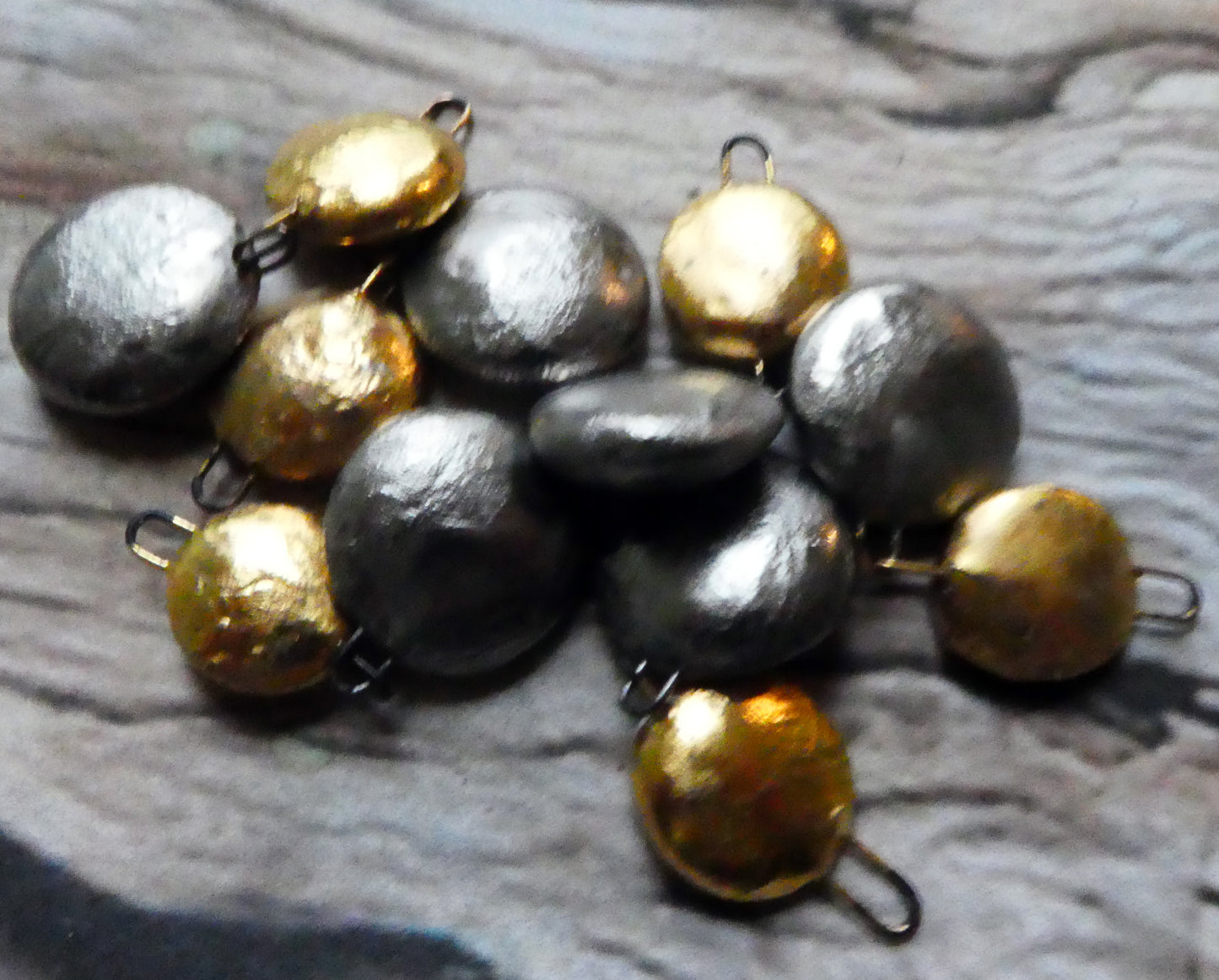 Ceramic Disc Dangles - Matte Gold and Platinum