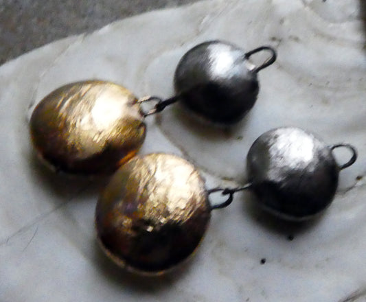 Ceramic Disc Dangles - Matte Platinum and Gold