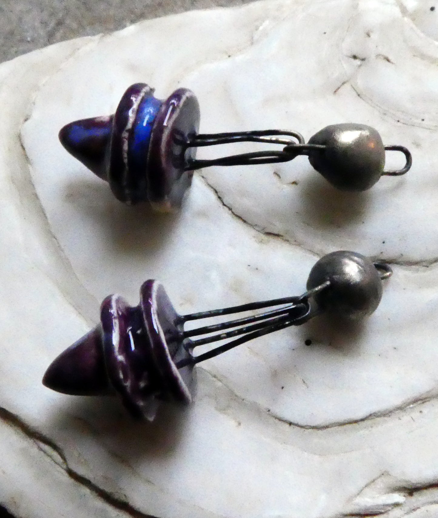 Ceramic Double Hoop Pointy Dangles - Royal Fantasy