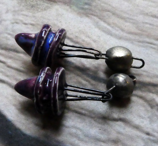 Ceramic Double Hoop Pointy Dangles - Royal Fantasy