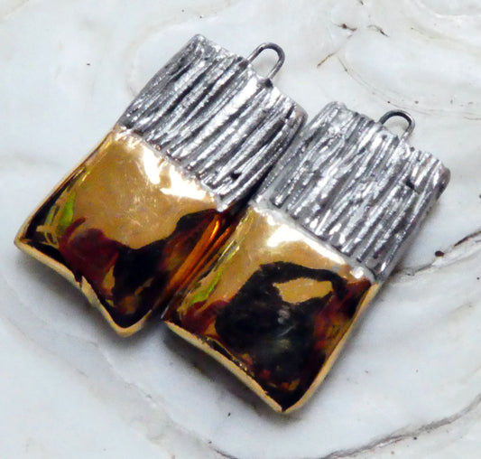Ceramic Tablet Charms - Matte Platiunum and Gold