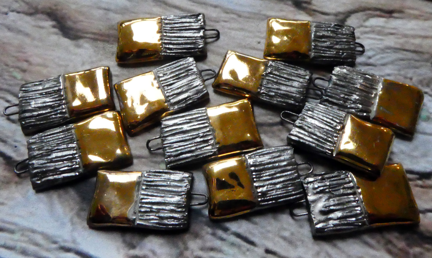 Ceramic Tablet Charms - Matte Platiunum and Gold