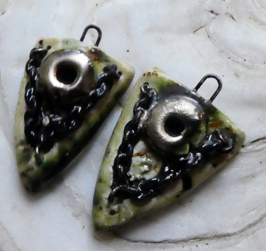 Ceramic Rivet Shields with Chain -Cappuccino Mint
