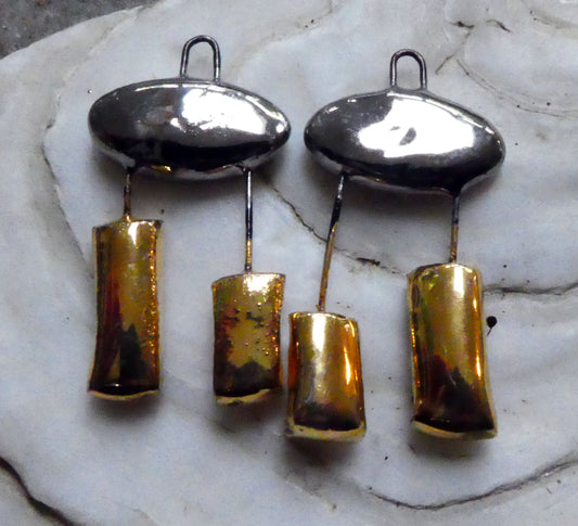 Ceramic Mixed Shape Charms - Platinum and Gold