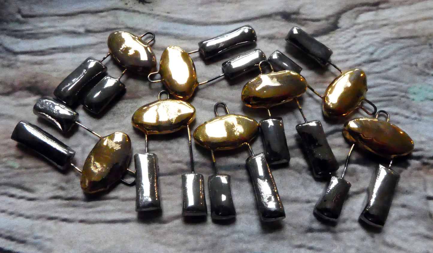 Ceramic Mixed Shape Charms - Gold and Platinum