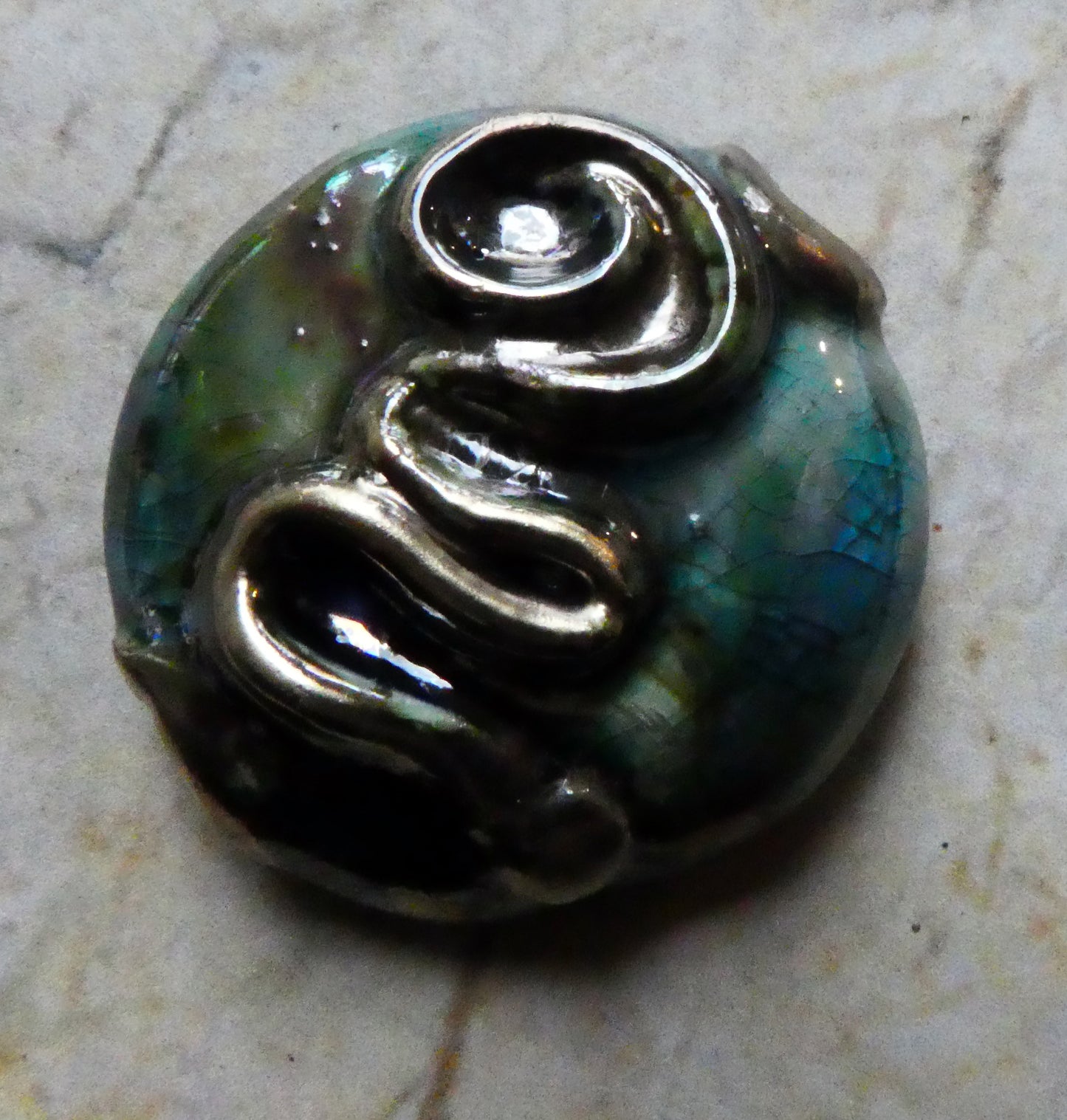 Ceramic Moulded Lustrous Focal Bead #2