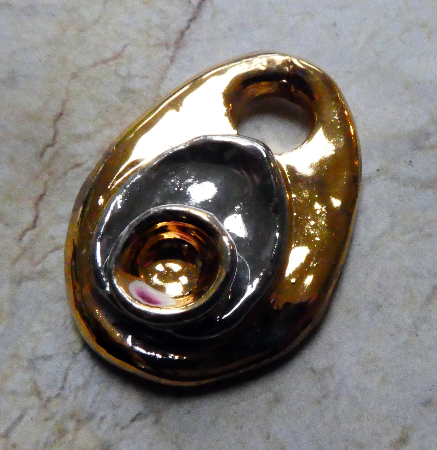 Ceramic Layered Pool Pendant - Gold and Platinum