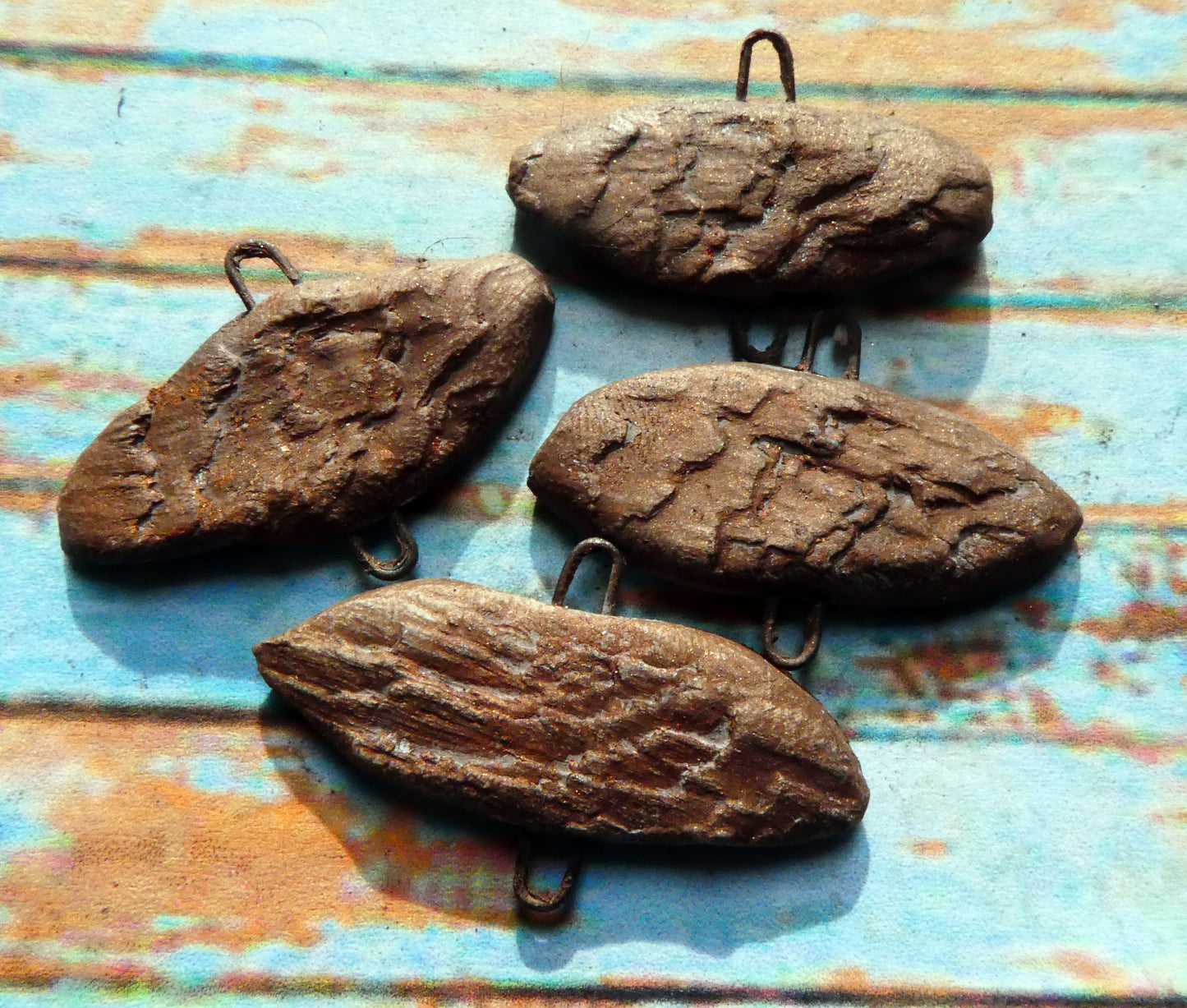 Ceramic Driftwood Textured Connectors - Copper