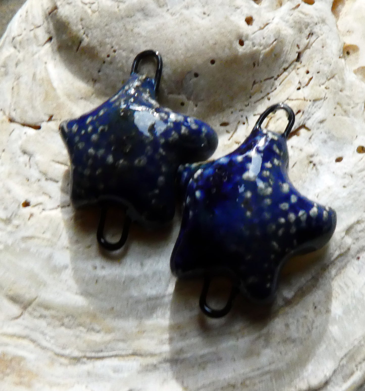 Ceramic Starfish Connectors - Mirror Blue