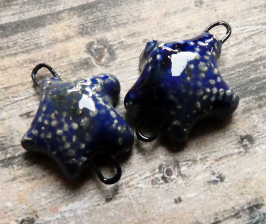 Ceramic Starfish Connectors - Mirror Blue