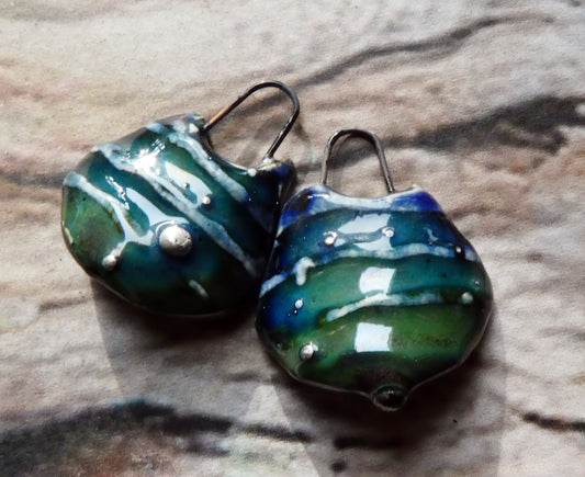 Ceramic Silvery Wave Textured Charms - Cobalt
