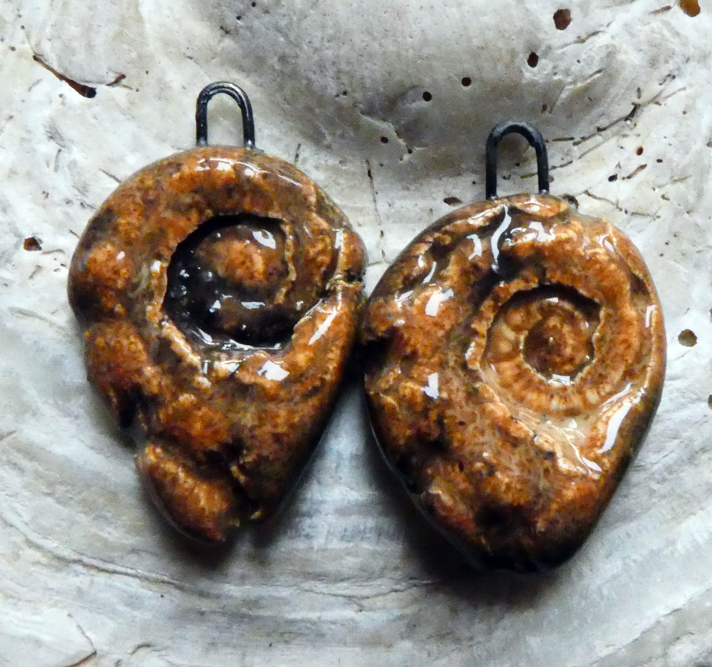 Ceramic Shell Textured Charms -Tibet