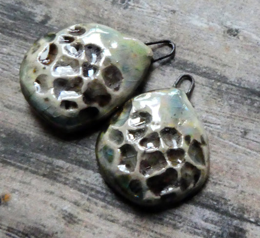 Ceramic Lustrous Seastone Charms -Stone