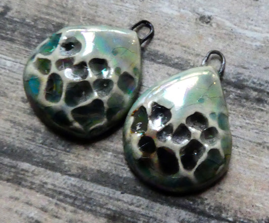 Ceramic Lustrous Seastone Charms -Water