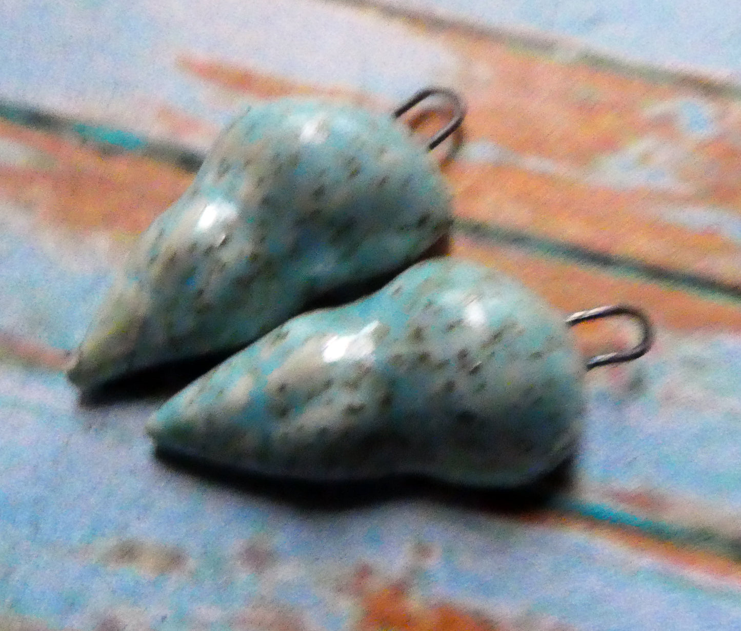 Ceramic Lustrous Conical Shell Charms -Turquoise Sandstone