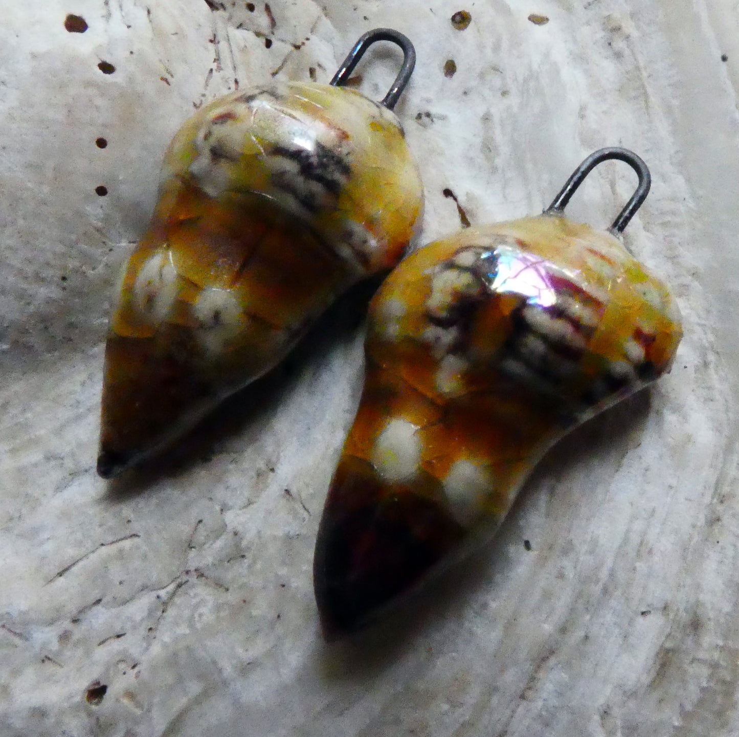 Ceramic Lustrous Conical Shell Charms -Dune