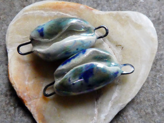 Ceramic Lustrous Cowrie Shell Connectors - Seawind