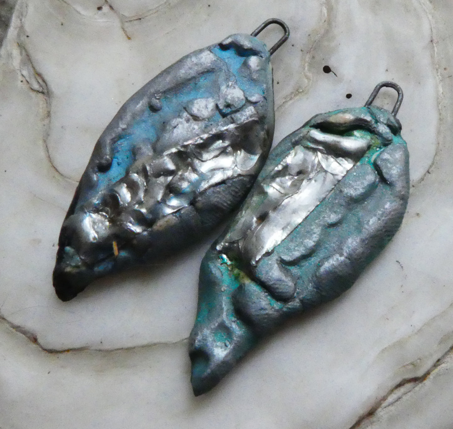 Ceramic Seaweed Textured Shards -Pale Turquoise