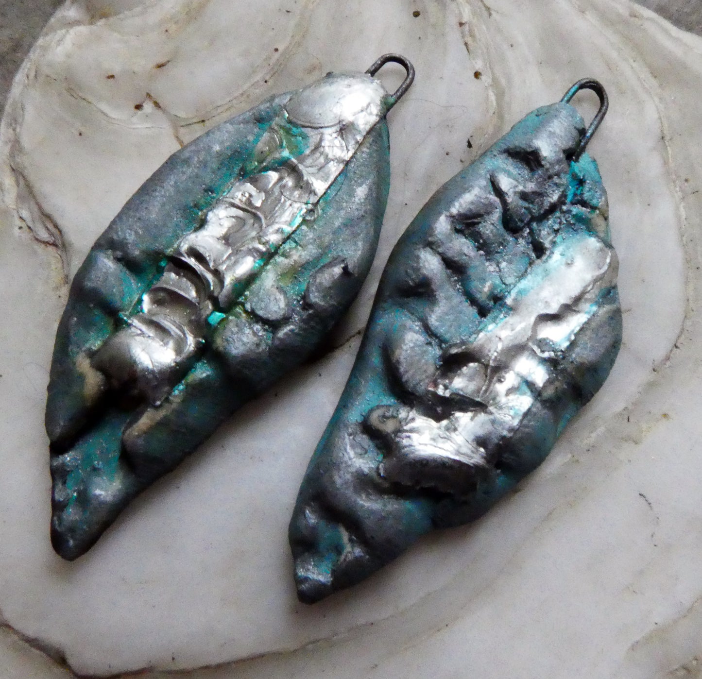 Ceramic Seaweed Textured Shards -Sky Blue