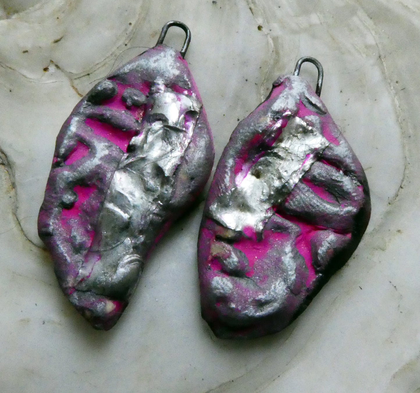 Ceramic Seaweed Textured Shards -Neon Pink