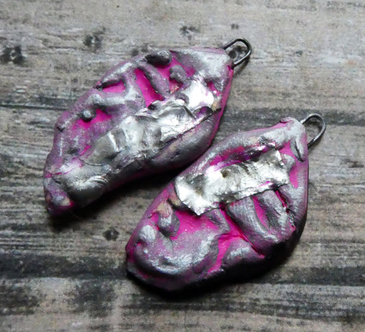 Ceramic Seaweed Textured Shards -Neon Pink