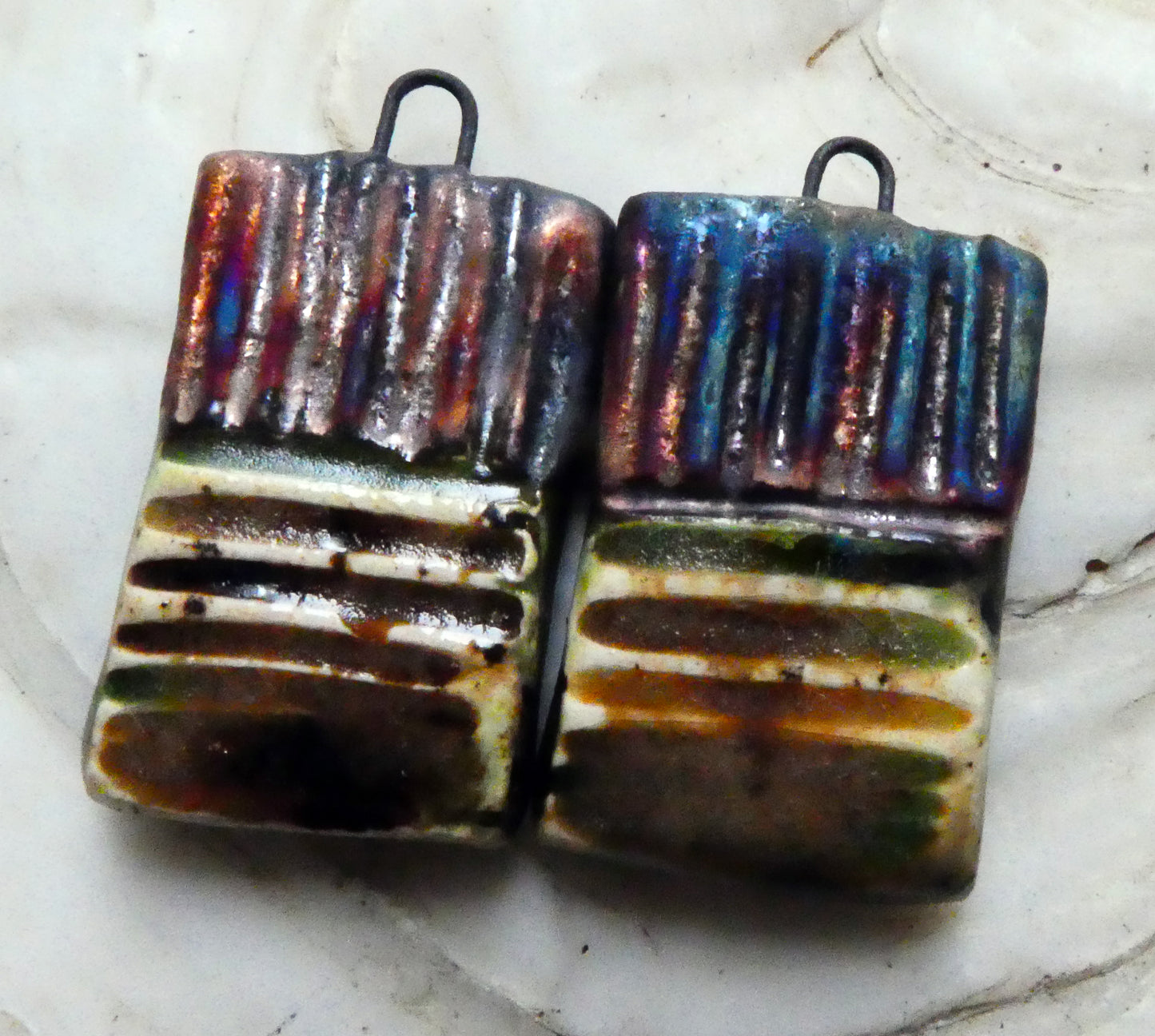 Ceramic Scorchy Textured Tablet Charms - Spotted Walnut