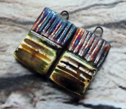 Ceramic Scorchy Textured Tablet Charms - Spotted Walnut