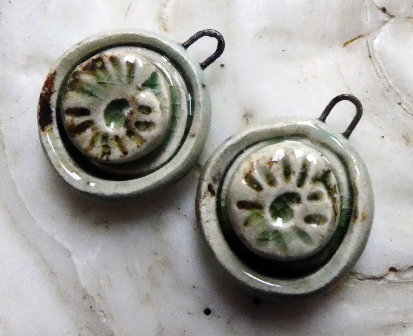 Ceramic Moulded Ammonite Charms- Stone