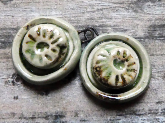 Ceramic Moulded Ammonite Charms- Stone