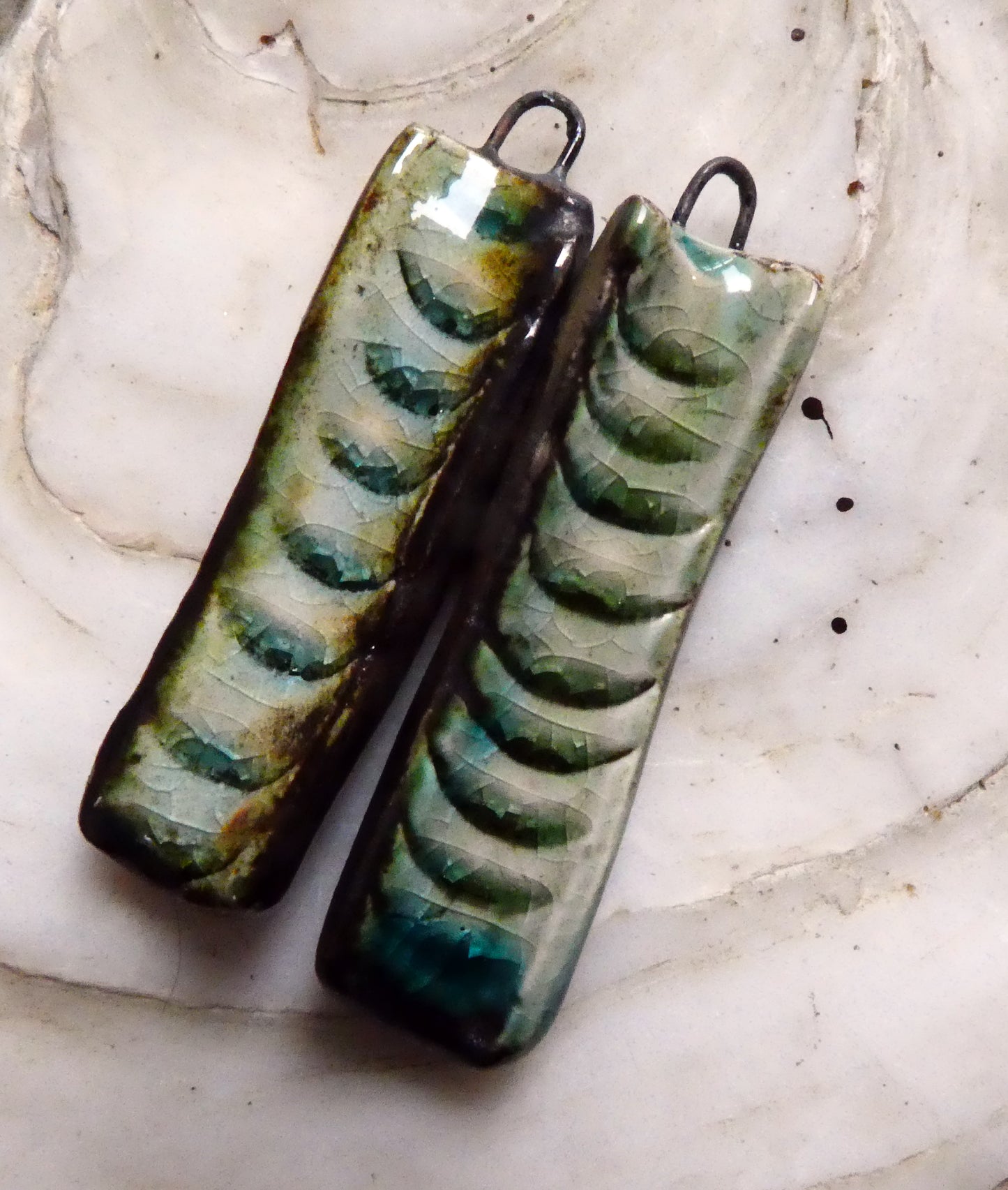 Ceramic Razor Clam Charms - Green Tea