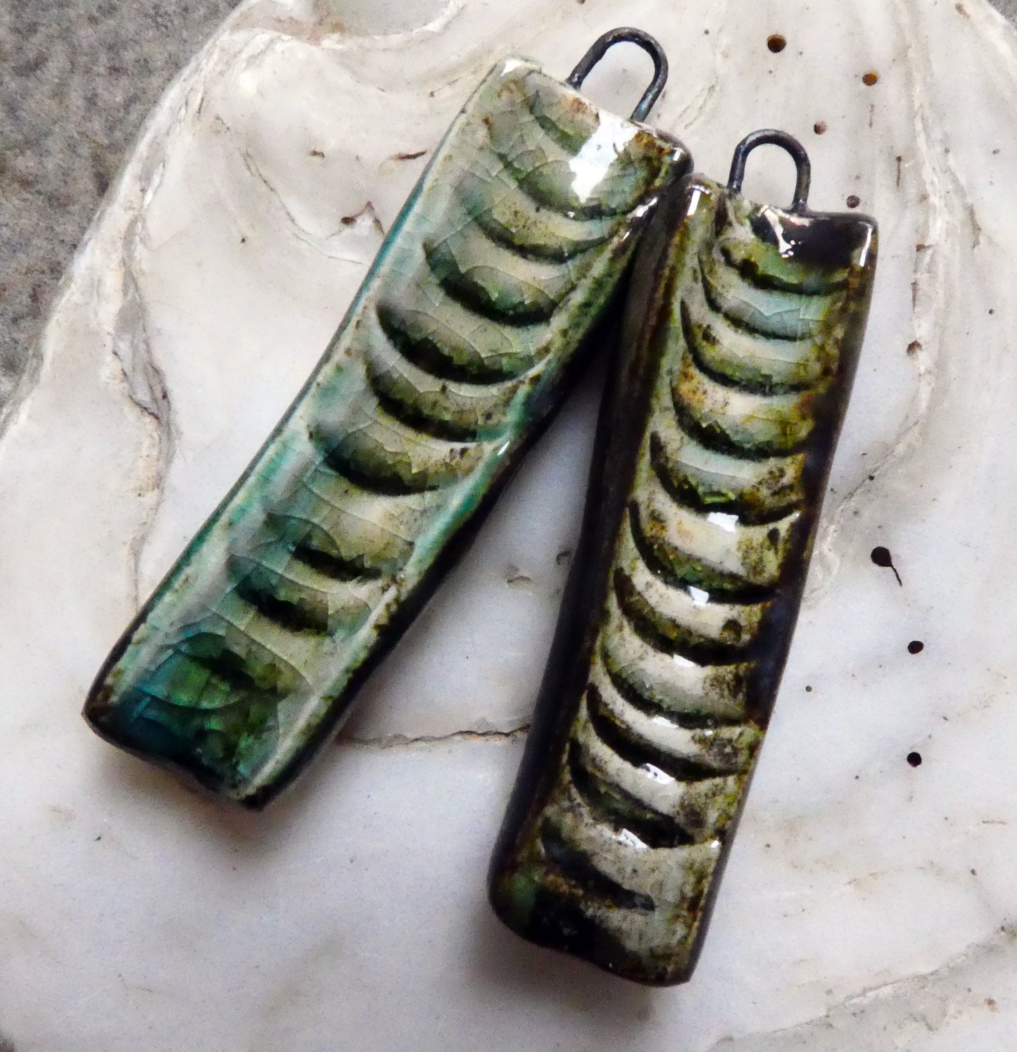 Ceramic Razor Clam Charms - Water