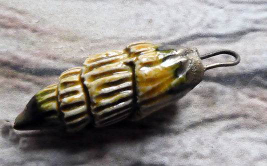 Ceramic Textured Spiral Shell Dangle - Dune