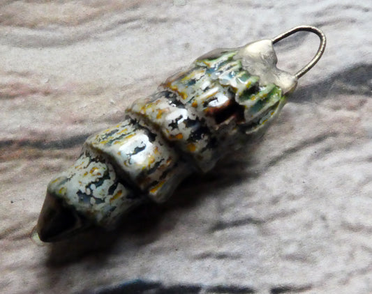 Ceramic Textured Spiral Shell Dangle - Spotted Malachite