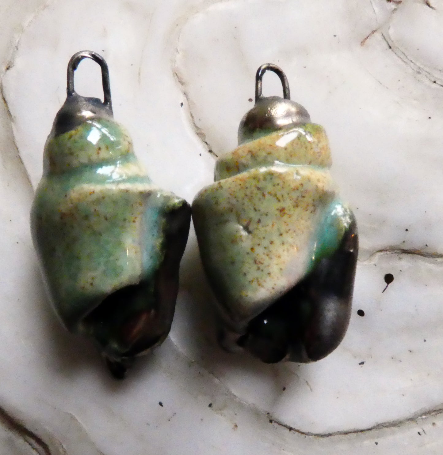 Ceramic Conch Shell Charms - Provence