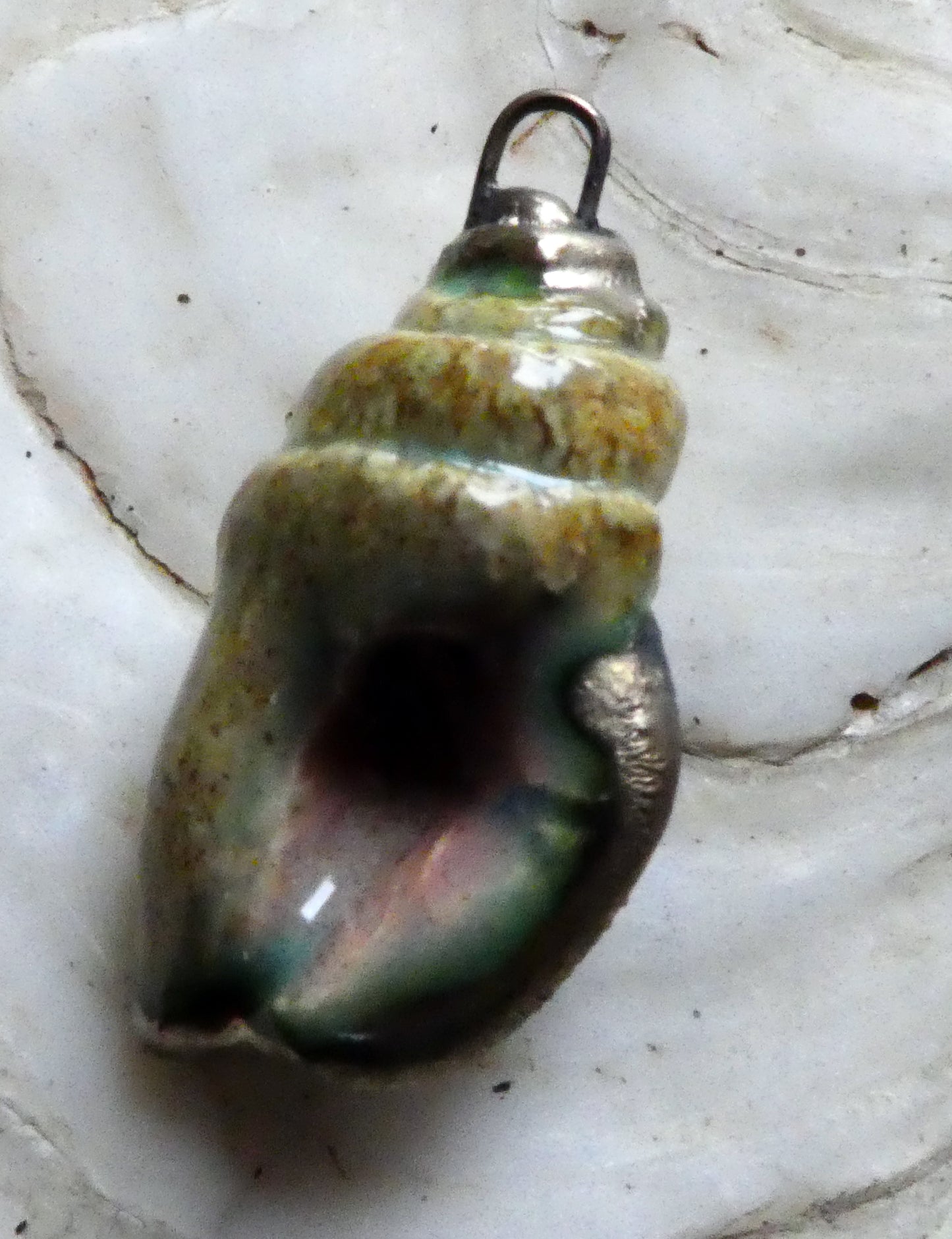Ceramic Conch Shell Dangle - Provence