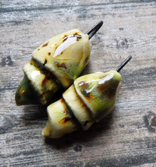 Ceramic Conical Shell Charms - Cappuccino Mint