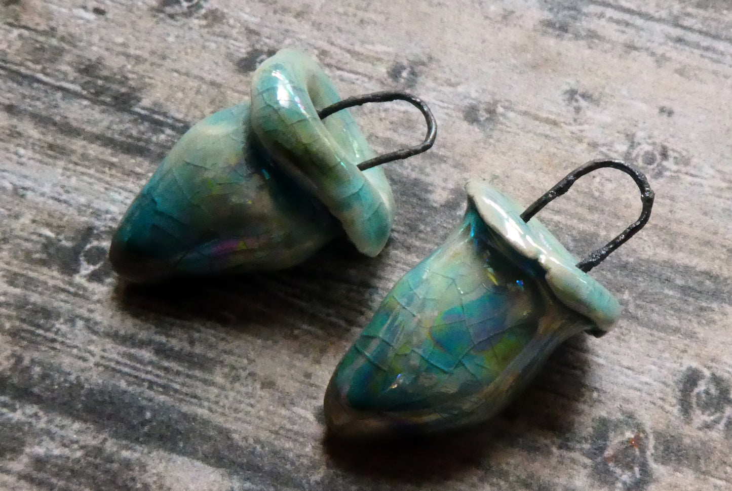 Ceramic Lustrous Deep Sea Creatures Charms -Egyptian Blue Crackle