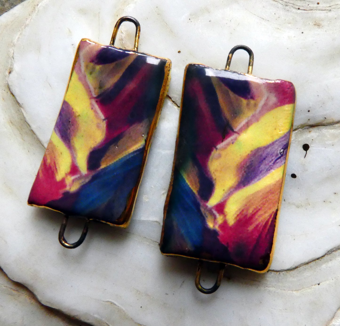 Ceramic Rainbow Dunes Earring Connectors