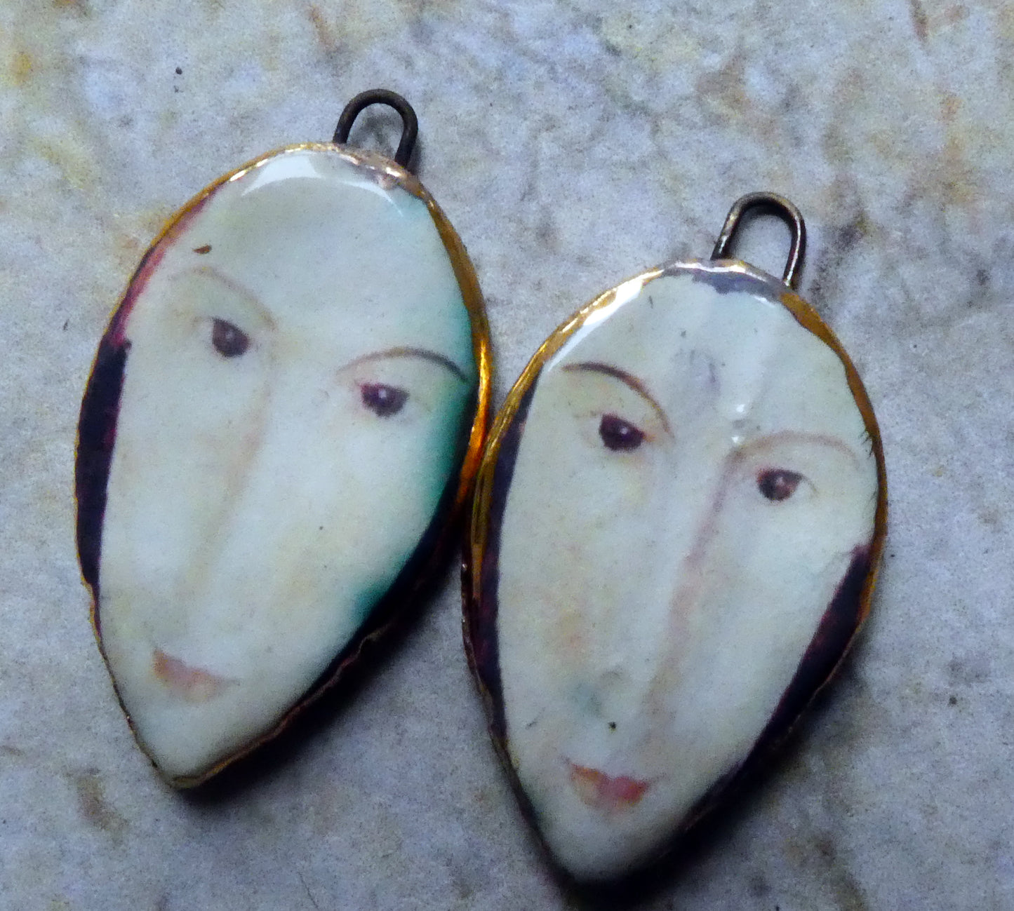 Ceramic Modigliani Decal Face Charms -#1