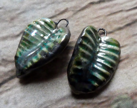 Ceramic Folded Shell Charms- Oriental Blue