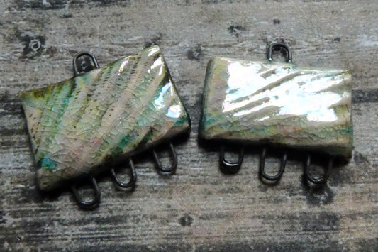 Ceramic Shell Textured Oblong Connectors - Orchid