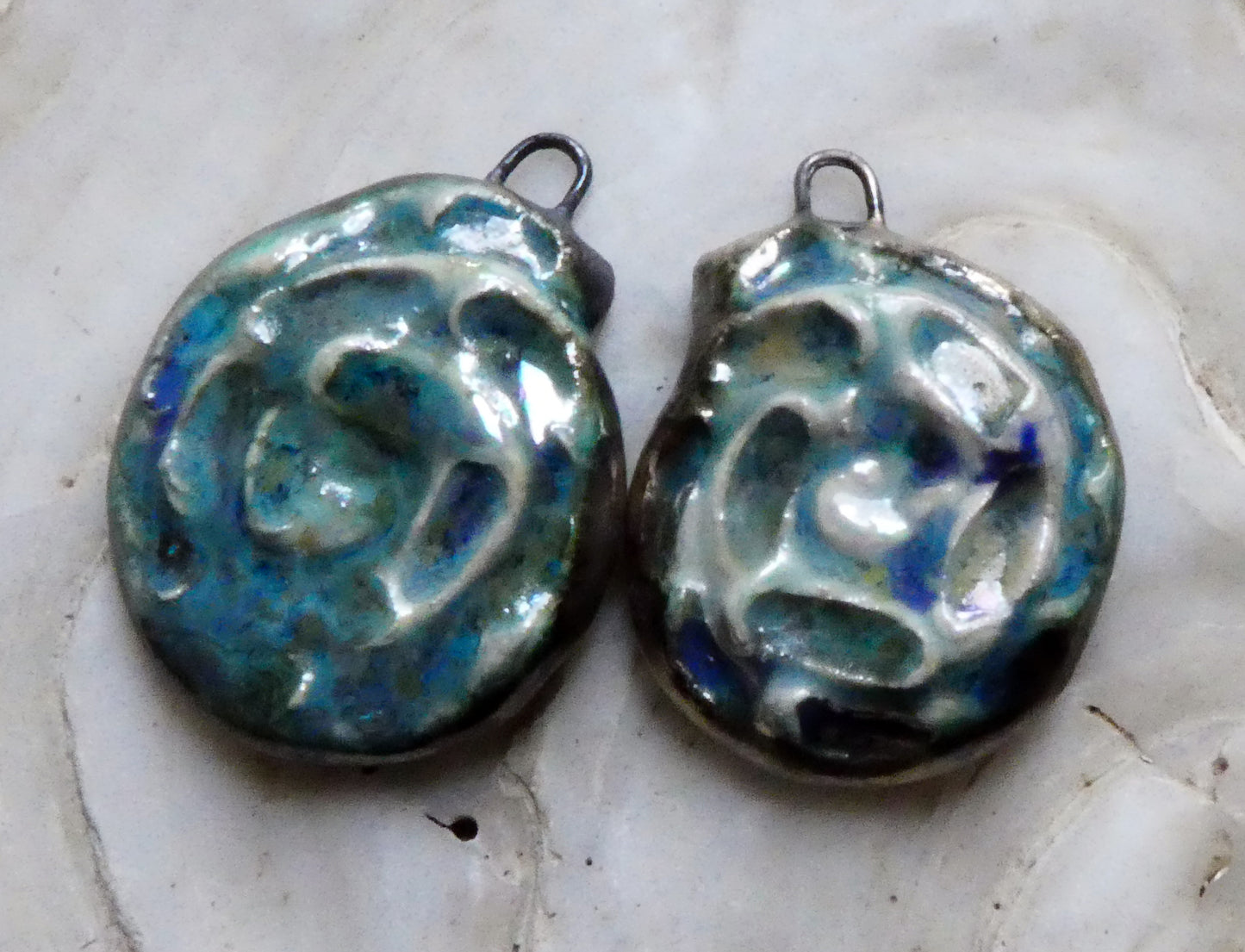 Ceramic Lustrous Nautilus Shell Earring Charms - Seawind
