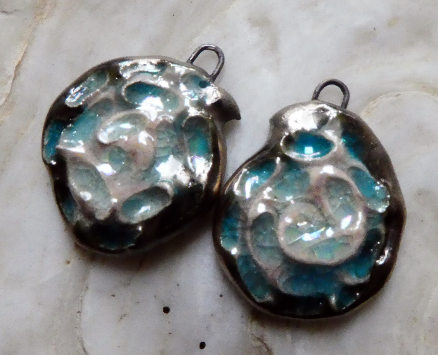Ceramic Lustrous Nautilus Shell Earring Charms - Orchid