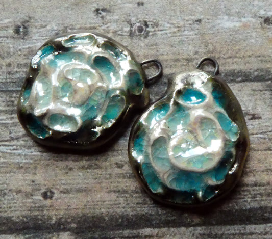 Ceramic Lustrous Nautilus Shell Earring Charms - Orchid