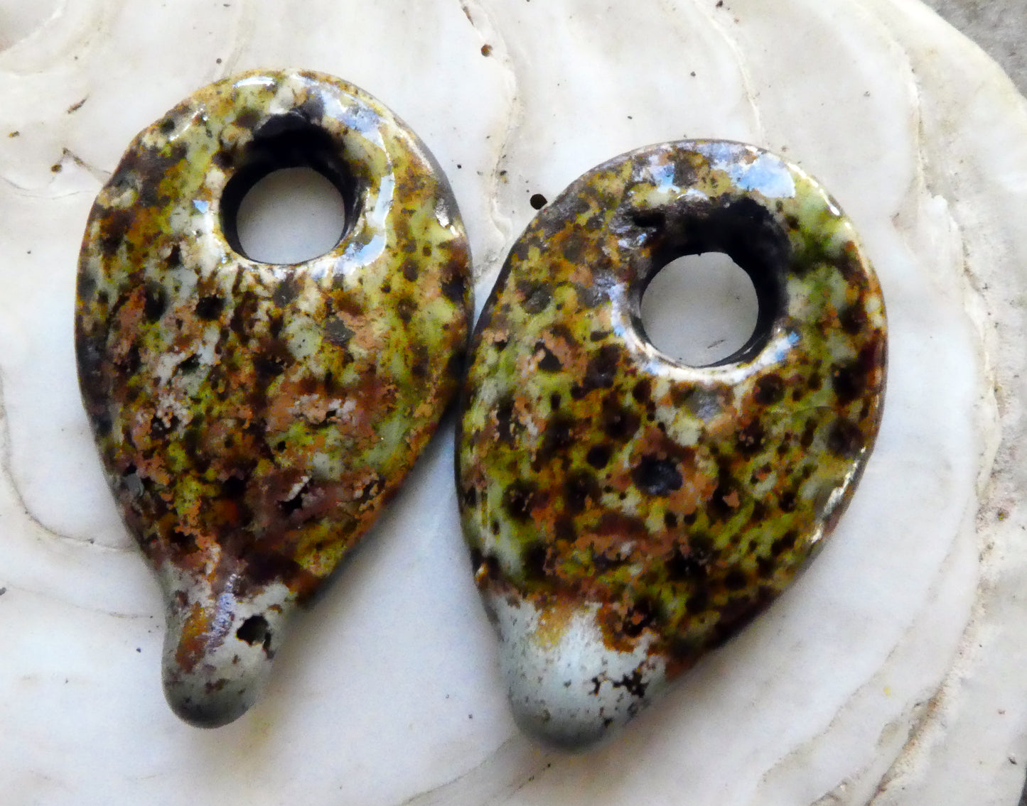 Ceramic Urchin Pointy Charms- Spotted Malachite