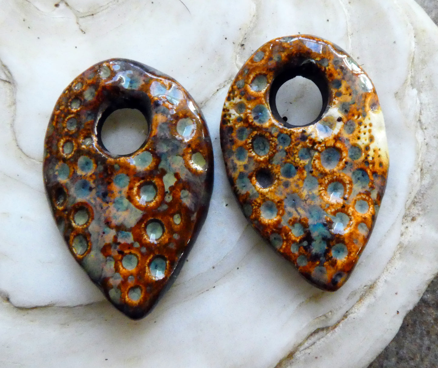 Ceramic Urchin Pointy Charms- Amber Ash
