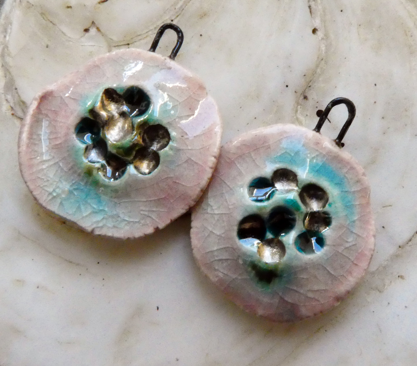 Ceramic Flat Flower Charms - Orchid