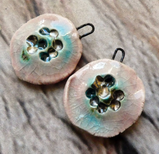 Ceramic Flat Flower Charms - Orchid