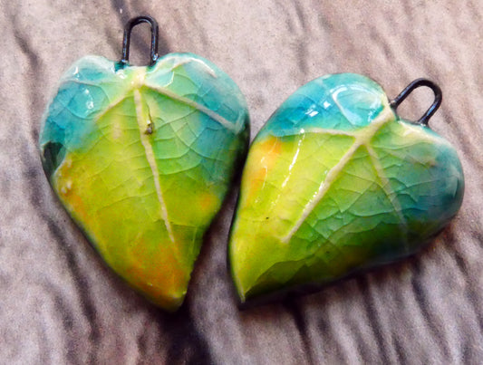 Ceramic Super Slim Spring Leaf Earring Charms #9