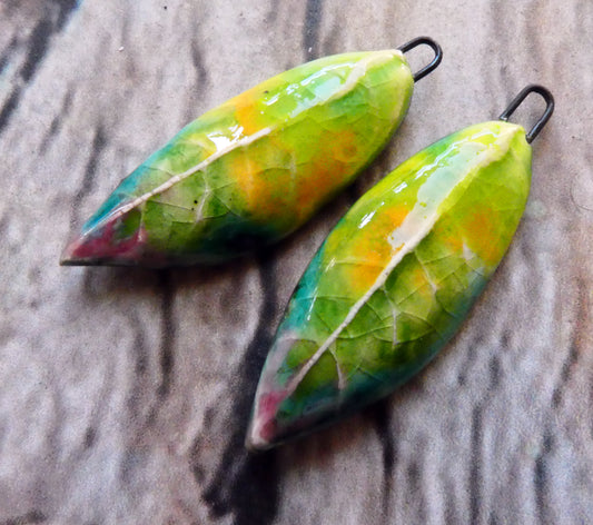 Ceramic Super Slim Spring Leaf Earring Charms #10